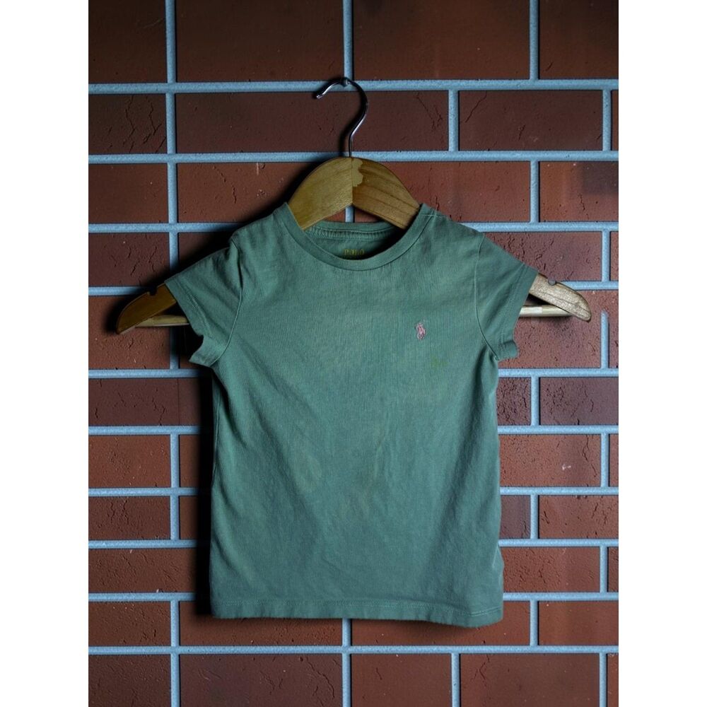 Polo Ralph Lauren Kids T Shirt Size 4 Green Pink Pony Logo